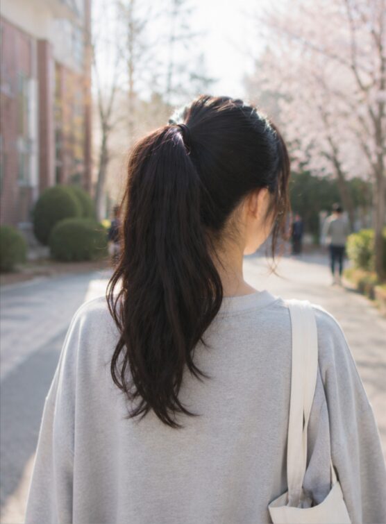 ポニーテールの女性の後ろ姿